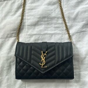 Black YSL quilted purse